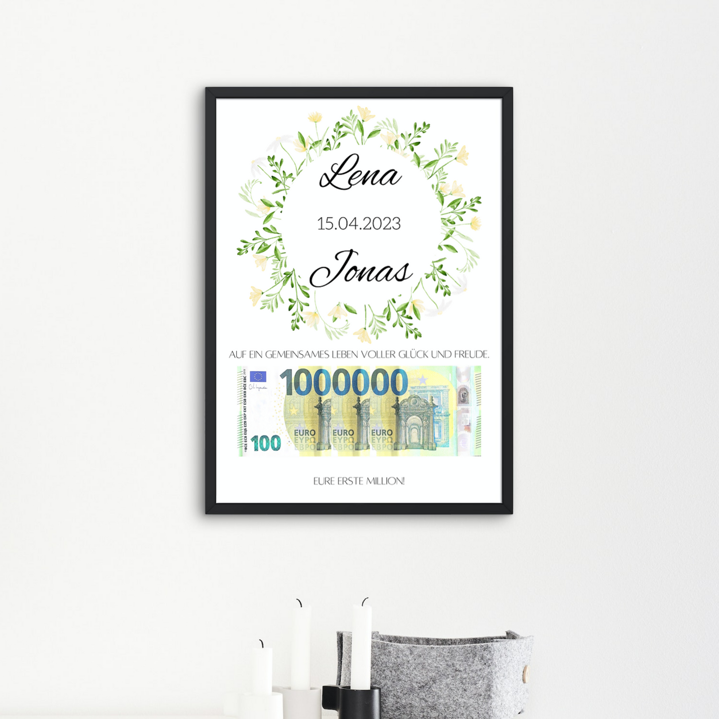 Geschenkidee Hochzeit personalisiert Geschenk erste Million