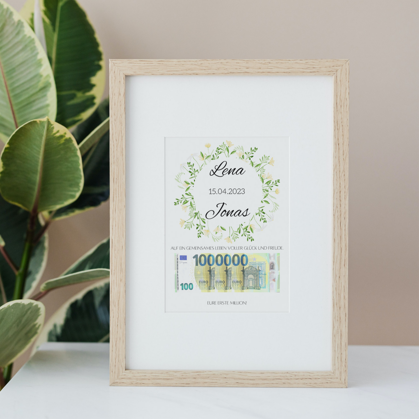 Geschenkidee Hochzeit personalisiert Geschenk erste Million