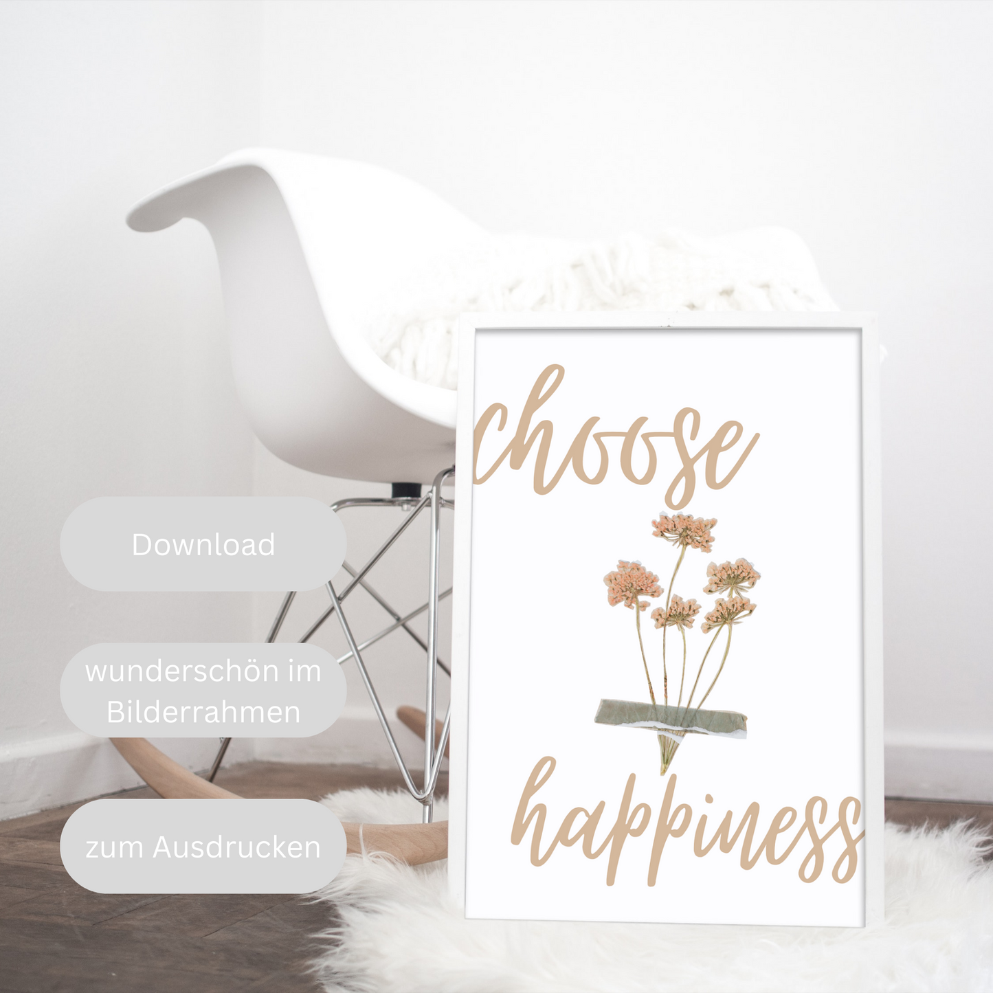 choose happiness 1 Poster zum Download, Wanddeko für Schlafzimmer Wohnzimmer Küche Bad