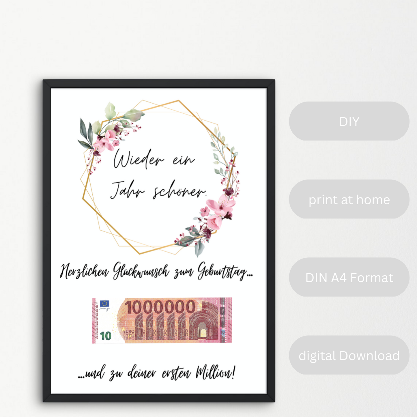 Geschenkidee zum Geburtstag wieder ein Jahr schöner erste Million