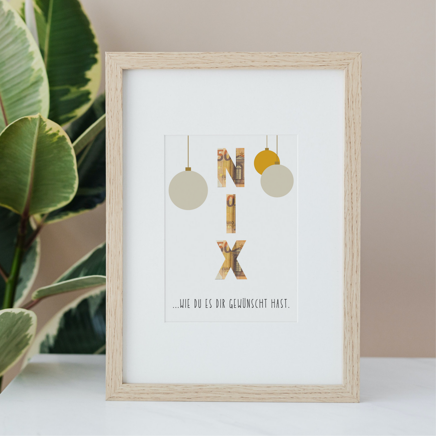 Weihnachtsgeschenk NIX verschenken als Geldgeschenk, DIY Geschenkvorlage zum Ausdrucken und Einrahmen, lustige Geschenkidee zu Weihnachten