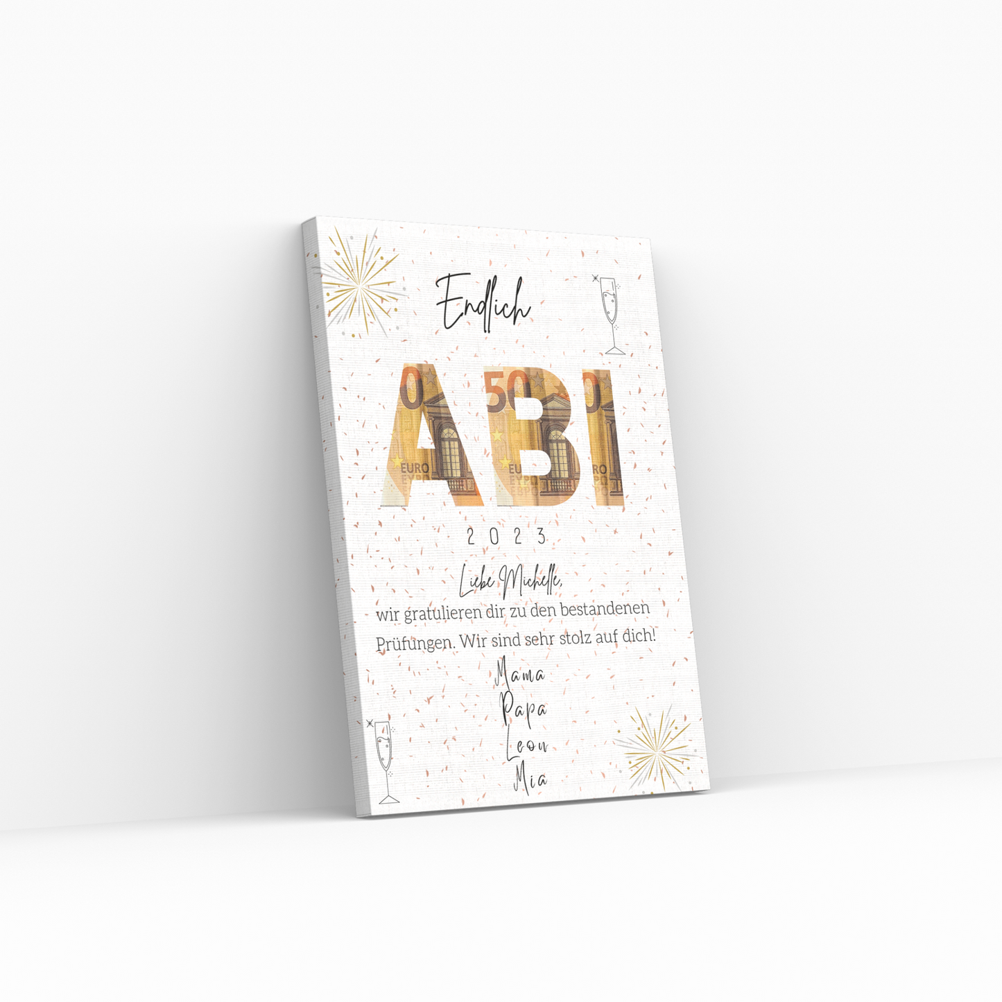 Geschenkidee Geldgeschenk Abitur zum Ausdrucken, personalisertes Abschlussgeschenk Prüfung