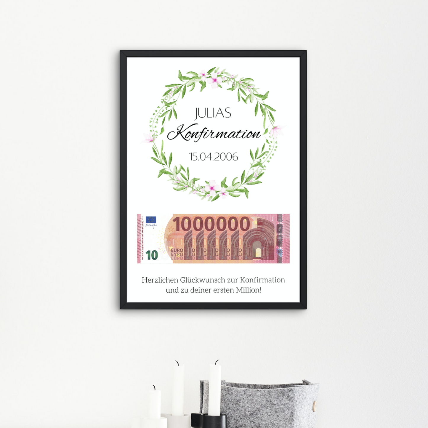 Geschenkidee Taufe Kommunion Konfirmation personalisiert Geschenk erste Million