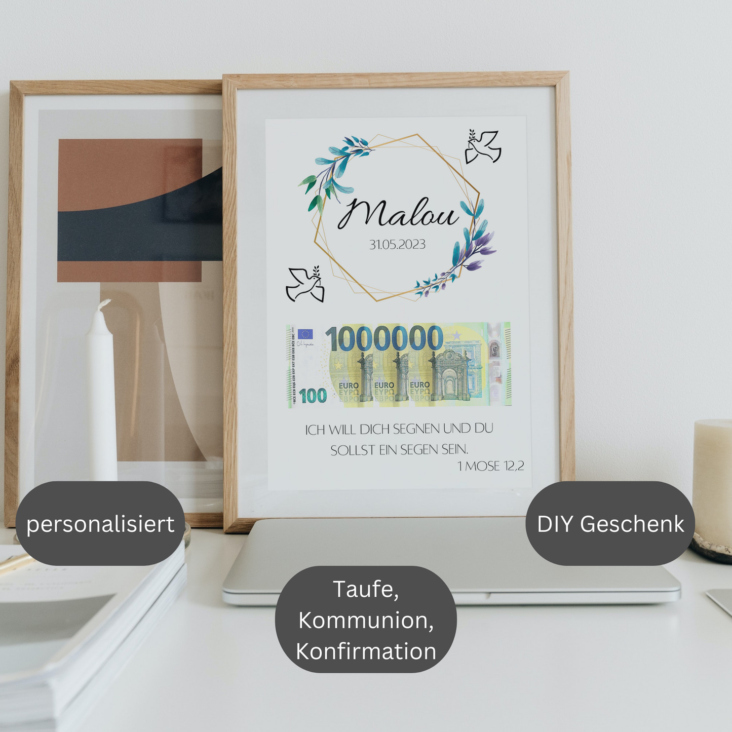 Geschenkidee Taufe Kommunion Konfirmation personalisiert Geschenk erste Million