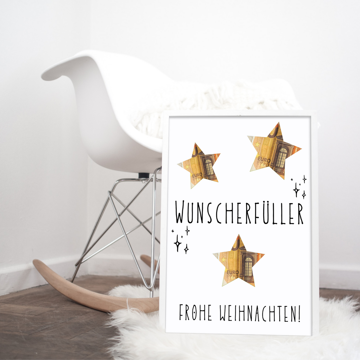 Weihnachtsgeschenk Wunscherfüller Geldgeschenk mit Sternen, Geschenk für Weihnachten zum Ausdrucken für Bilderrahmen, PDF Datei