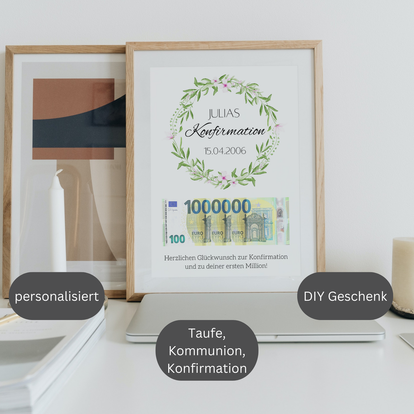Geschenkidee Taufe Kommunion Konfirmation personalisiert Geschenk erste Million