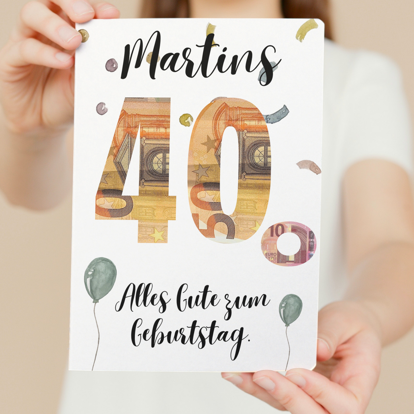 Geschenkidee Geburtstag personalisiert 20 30 40 50 60 70 80 Geldgeschenk