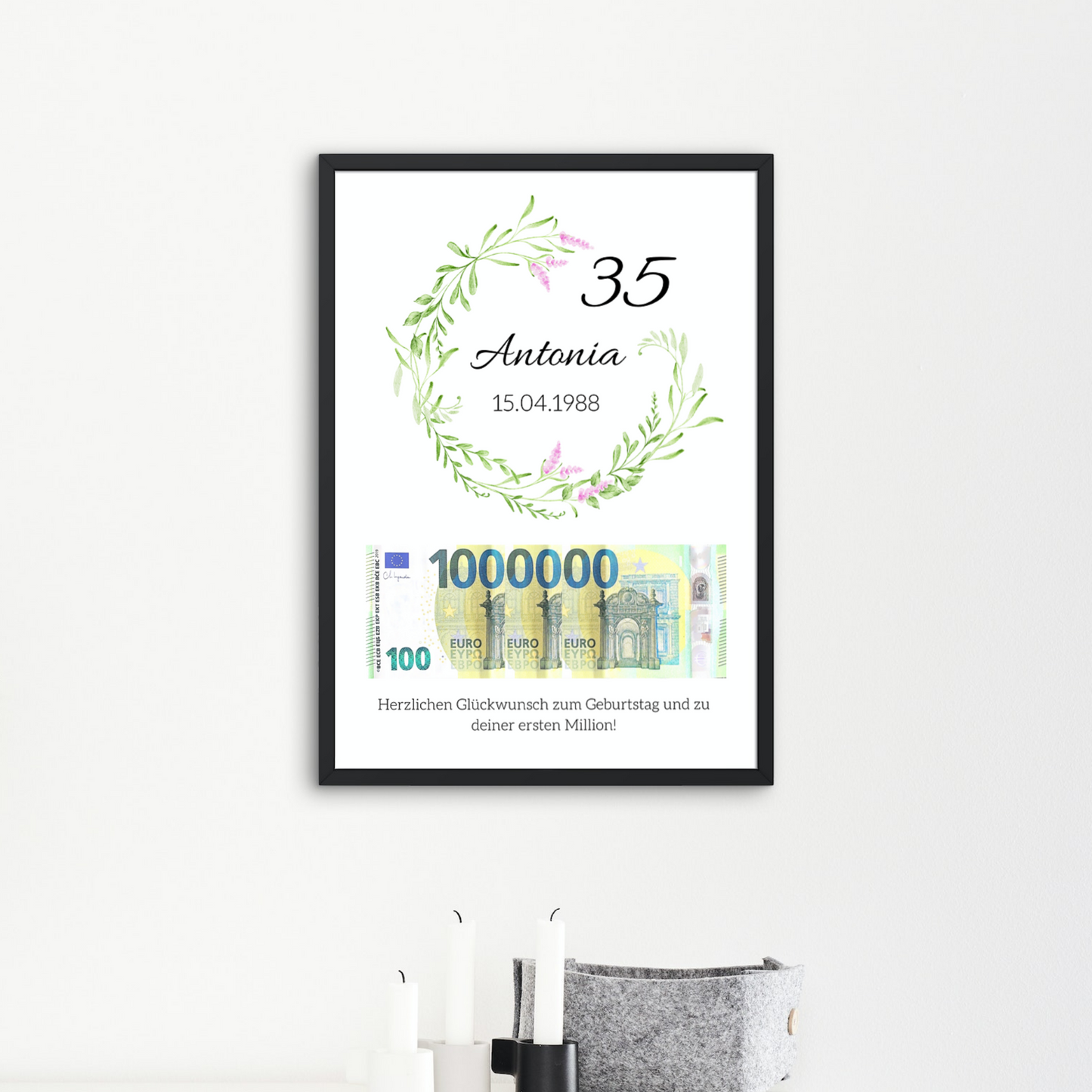 Geschenkidee Geburtstag personalisiert 20 30 40 50 60 70 80 Geschenk erste Million