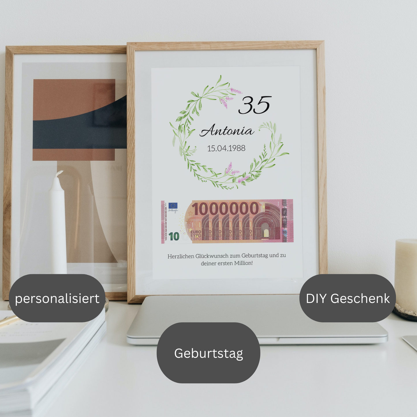 Geschenkidee Geburtstag personalisiert 20 30 40 50 60 70 80 Geschenk erste Million