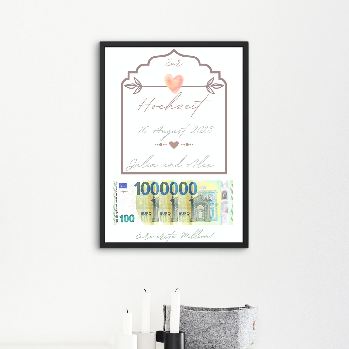 Geschenkidee Hochzeit personalisiert Geschenk erste Million