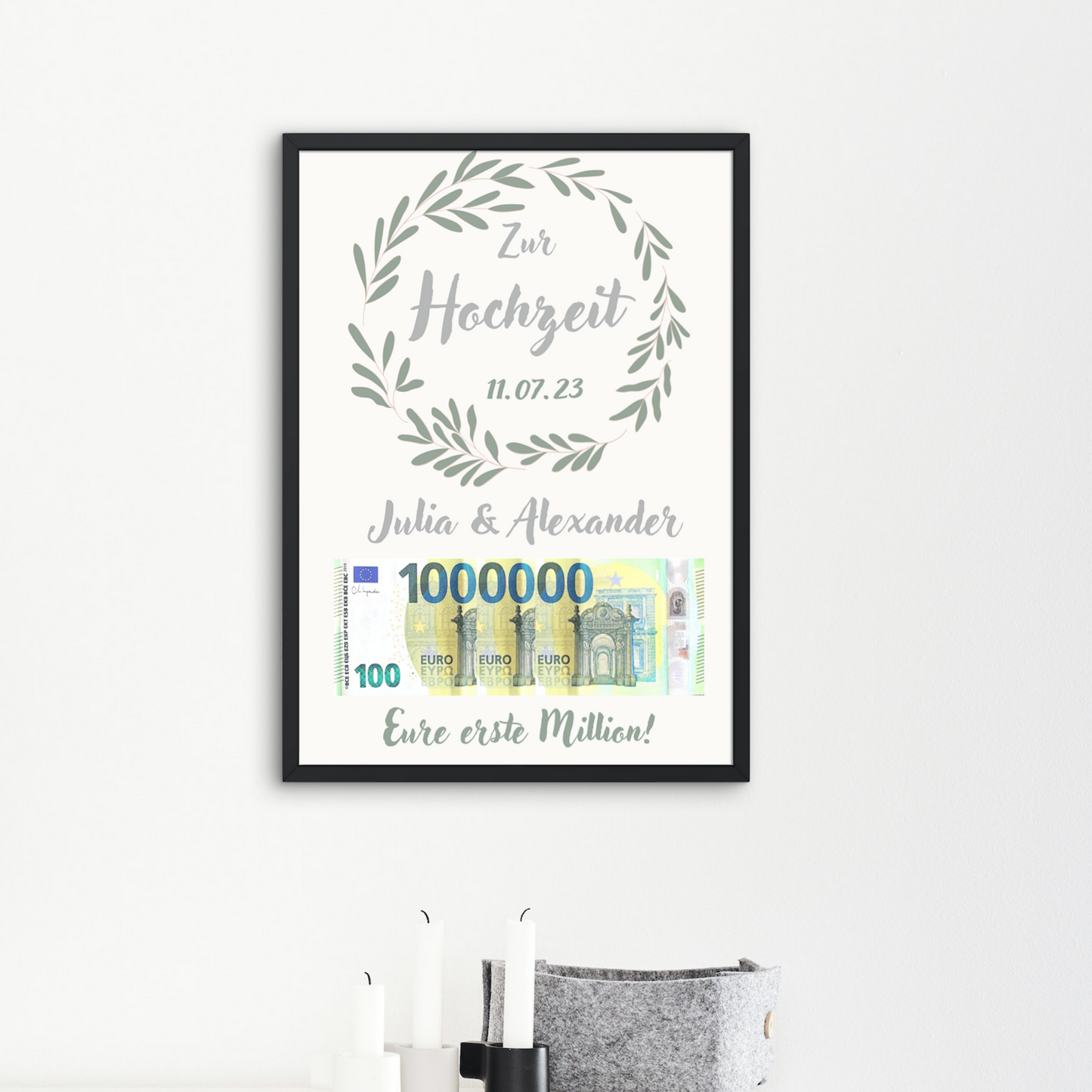 Geschenkidee Hochzeit personalisiert Geschenk erste Million