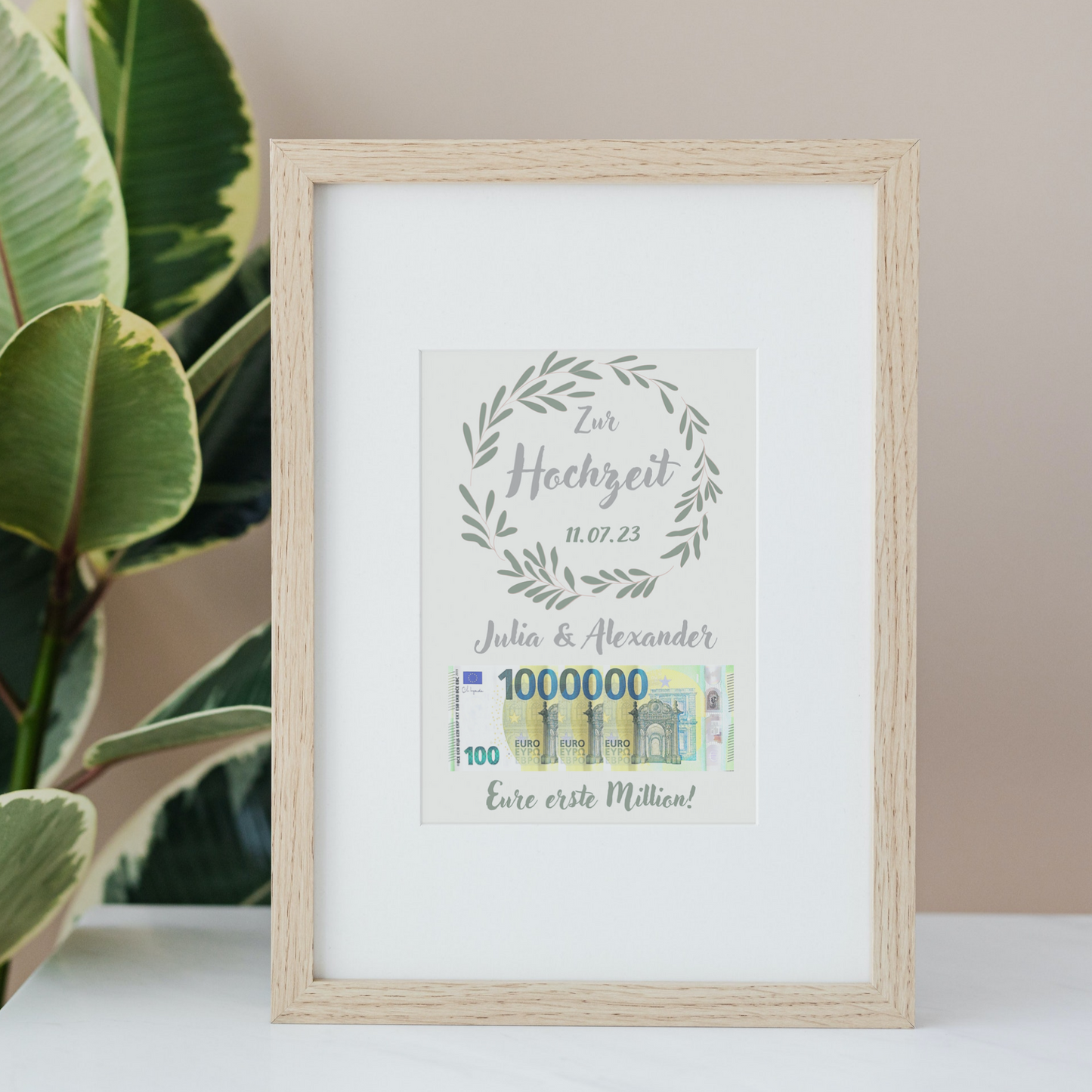 Geschenkidee Hochzeit personalisiert Geschenk erste Million