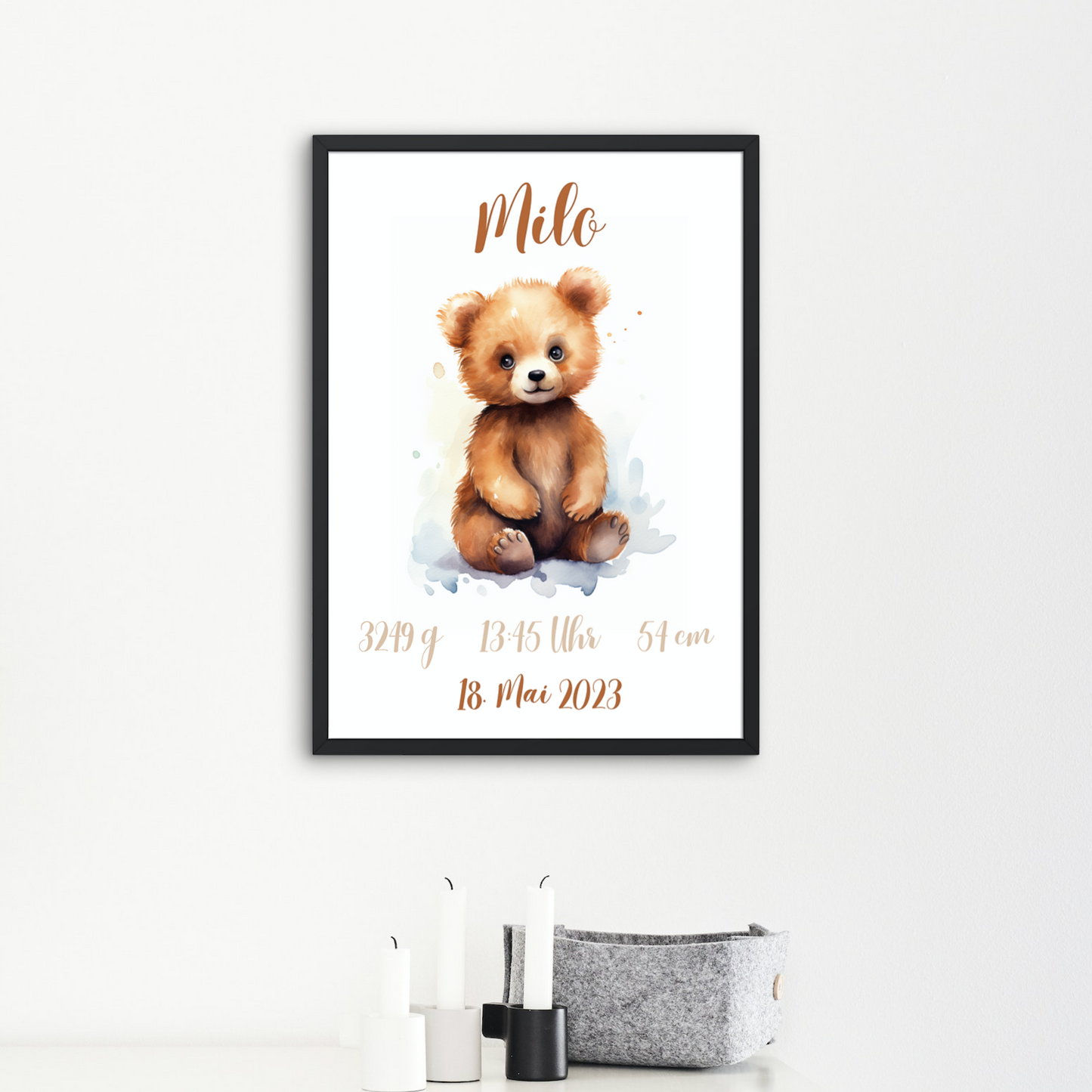 Geschenkidee Baby Kind Bär personalisiert zum Ausdrucken
