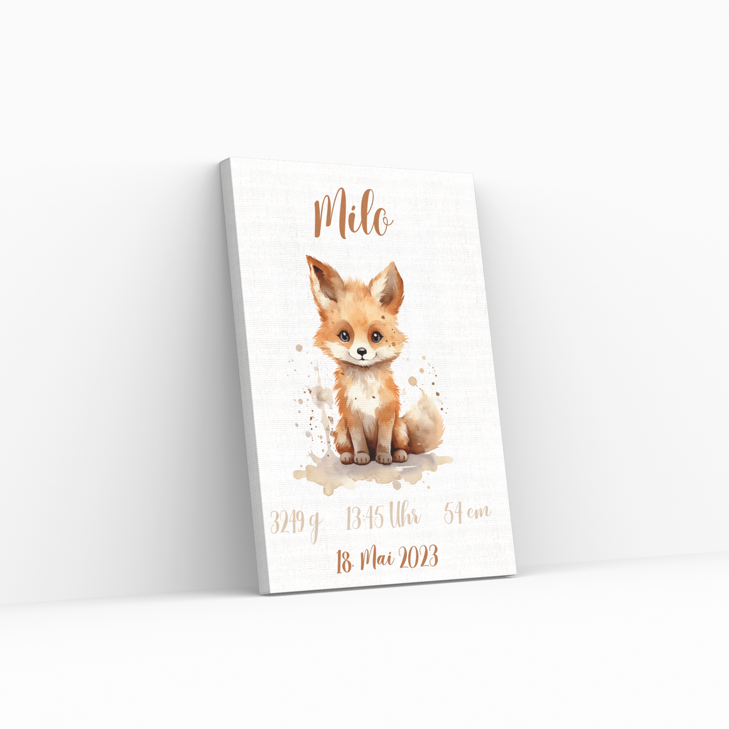 Geschenkidee Baby Kind Fuchs personalisiert zum Downloaden und Ausdrucken