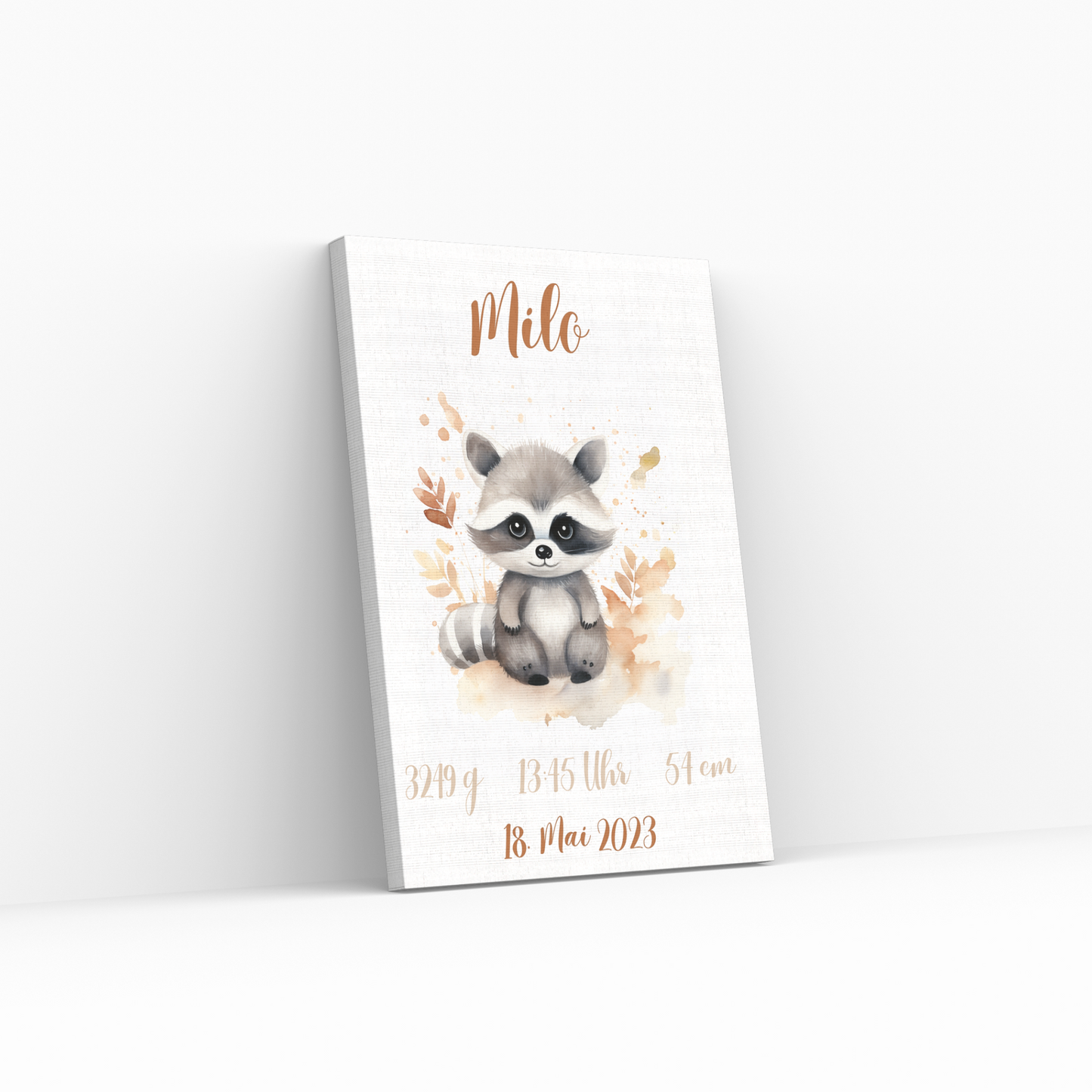 Geschenkidee Baby Kind Waschbär personalisiert zum Downloaden