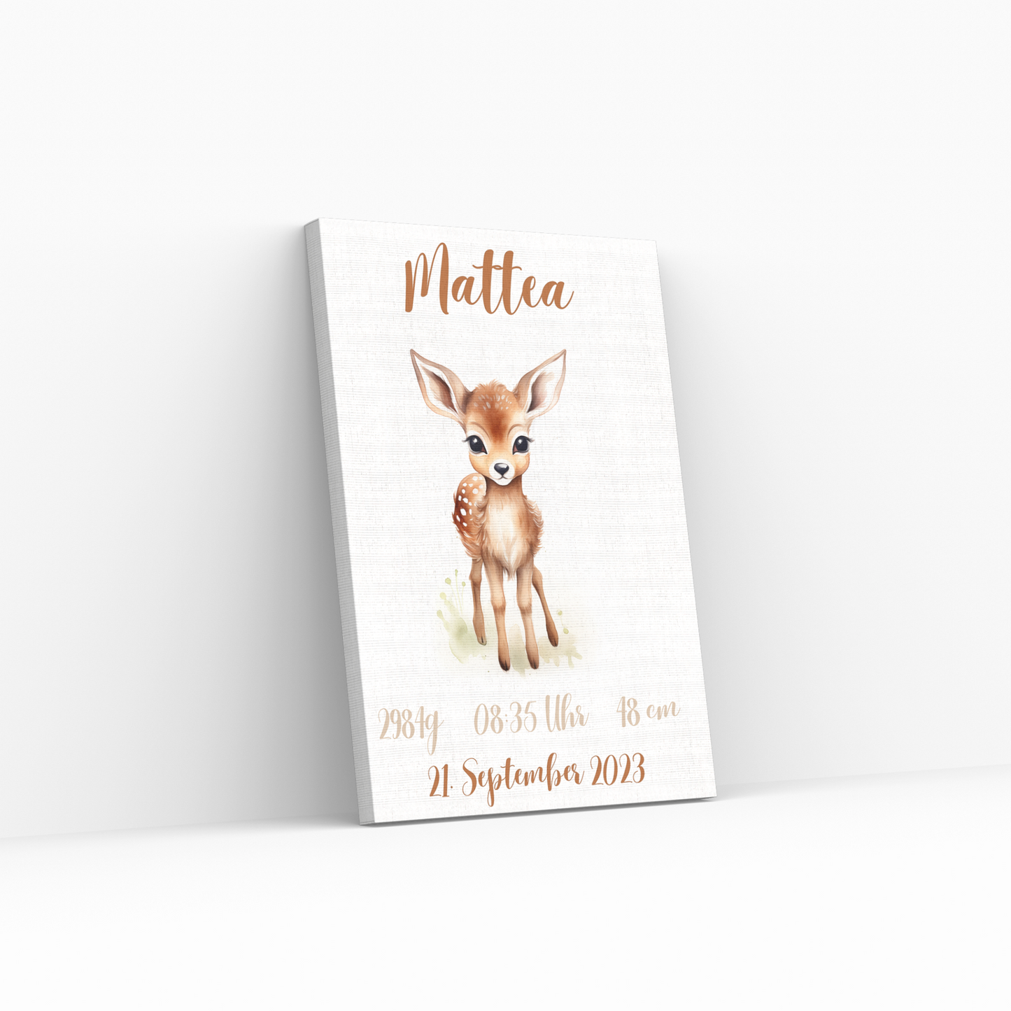Geschenkidee Baby Kind Reh personalisiert zum Downloaden