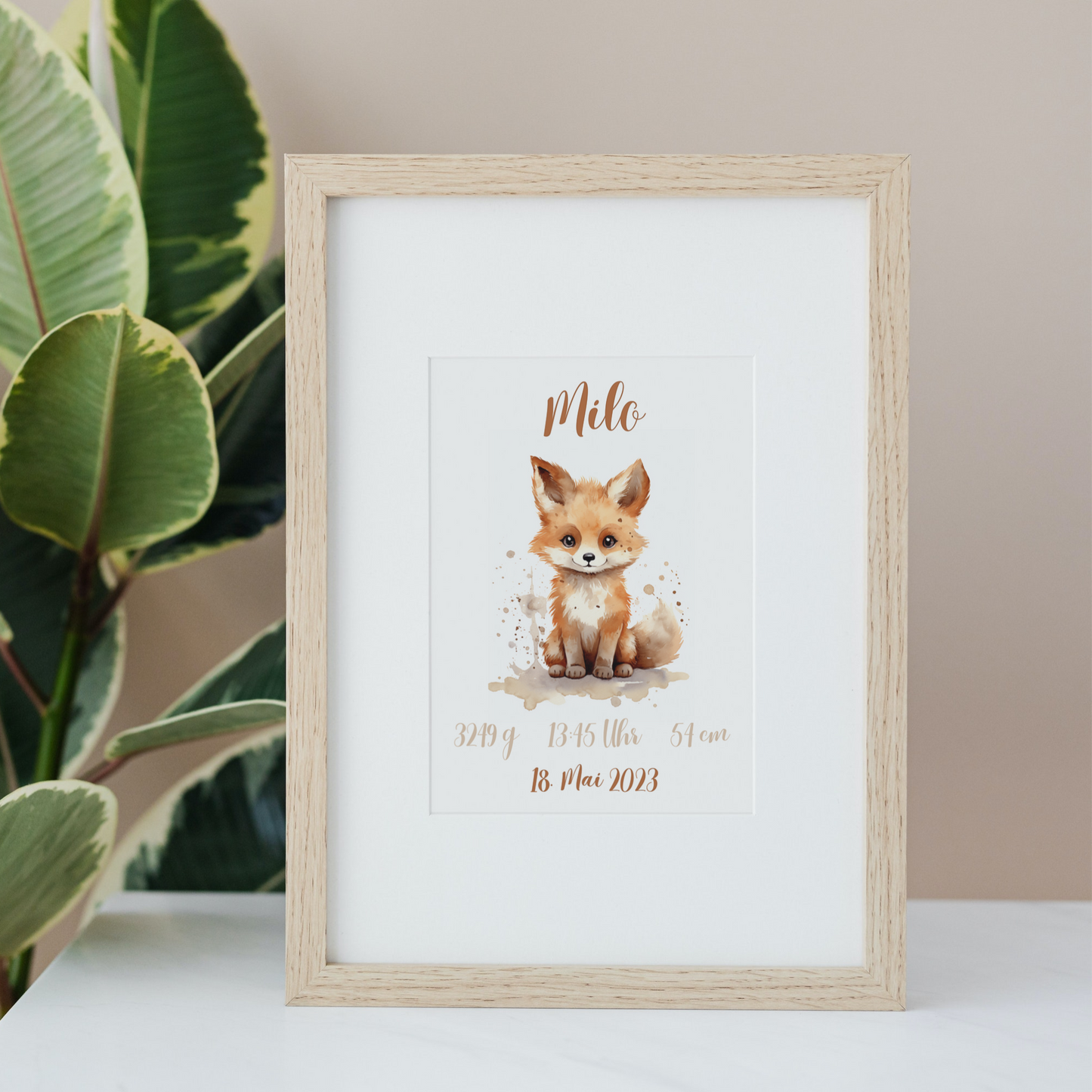 Geschenkidee Baby Kind Fuchs personalisiert zum Downloaden und Ausdrucken