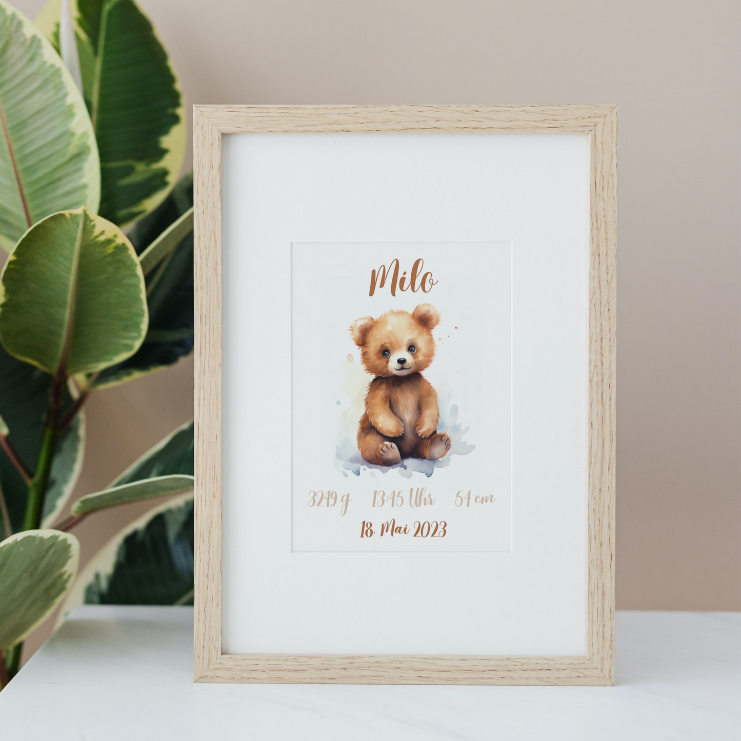 Geschenkidee Baby Kind Bär personalisiert zum Ausdrucken