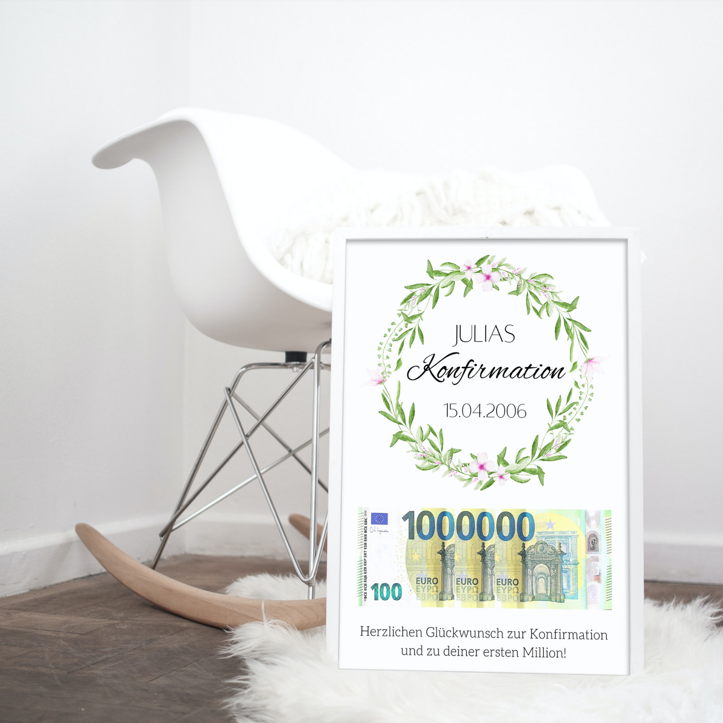 Geschenkidee Taufe Kommunion Konfirmation personalisiert Geschenk erste Million