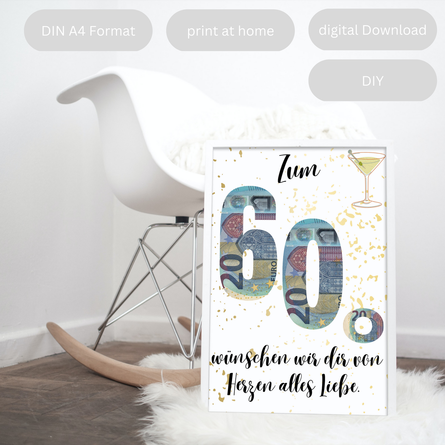 Geschenkidee Geldgeschenk zum 60. Geburtstag zum Downloaden