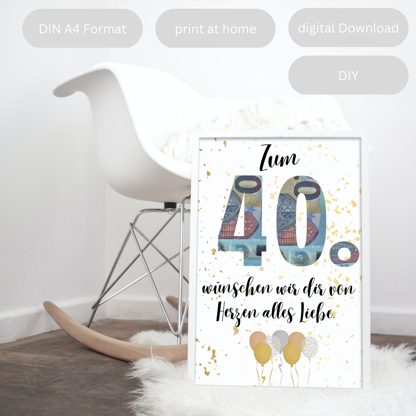 Geschenkidee Geldgeschenk 40. Geburtstag zum Downloaden