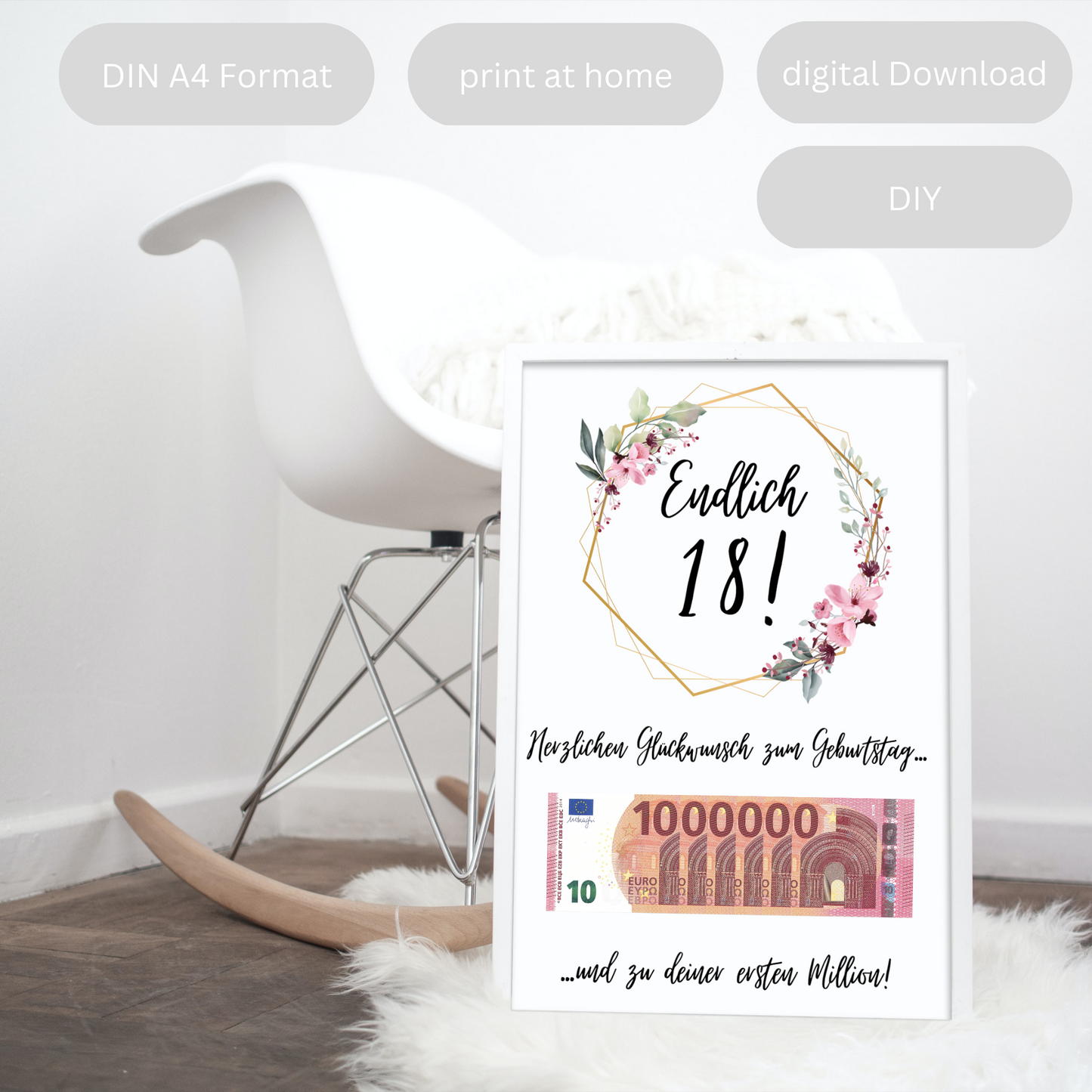 Geschenkidee 18. Geburtstag Erste Million zum Downloaden