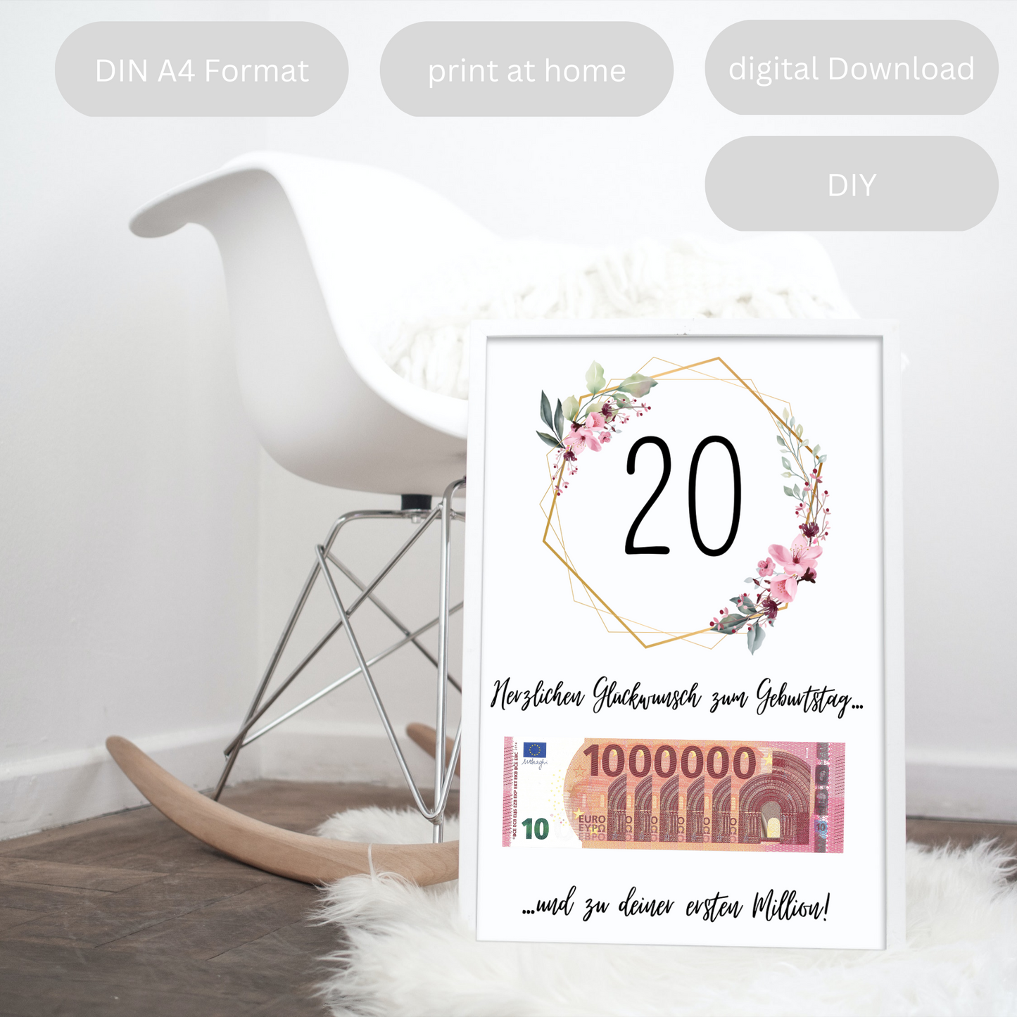 Geschenkidee 20. Geburtstag Erste Million zum Downloaden