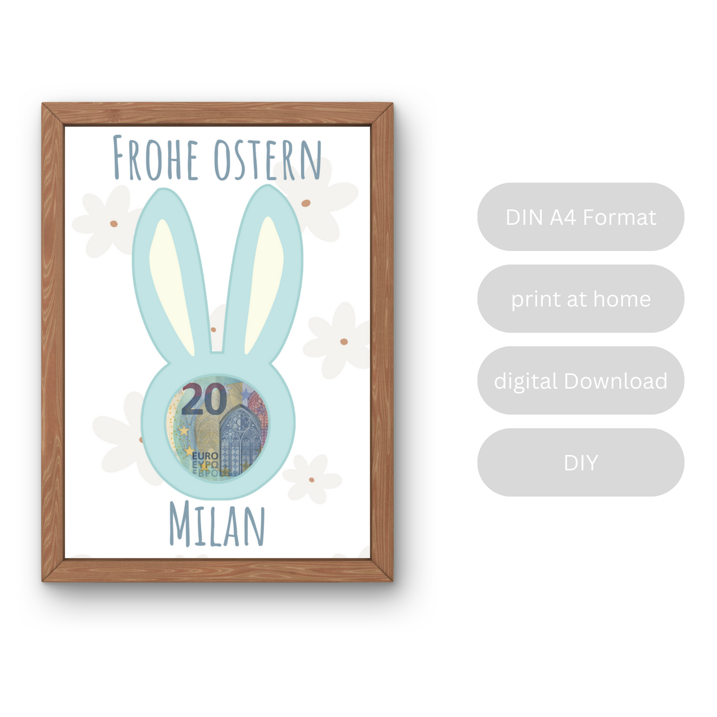 Ostergeschenk zum Ausdrucken, personalisiert, Frohe Ostern, Geldgeschenk, PDF, 4