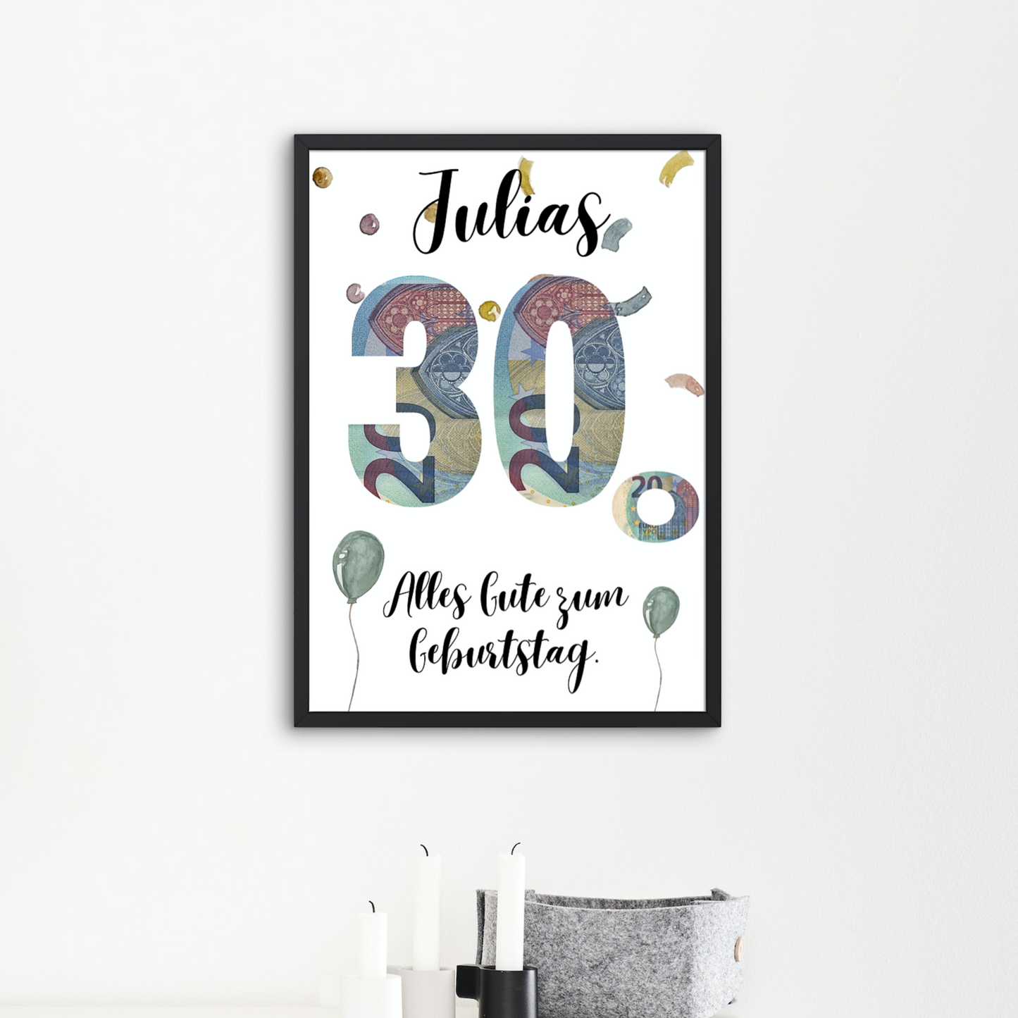 Geschenkidee Geburtstag personalisiert 20 30 40 50 60 70 80 Geldgeschenk