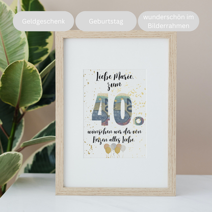 personalisierte Geschenkidee für den Geburtstag 20 30 40 50 60 70 80 Geschenk