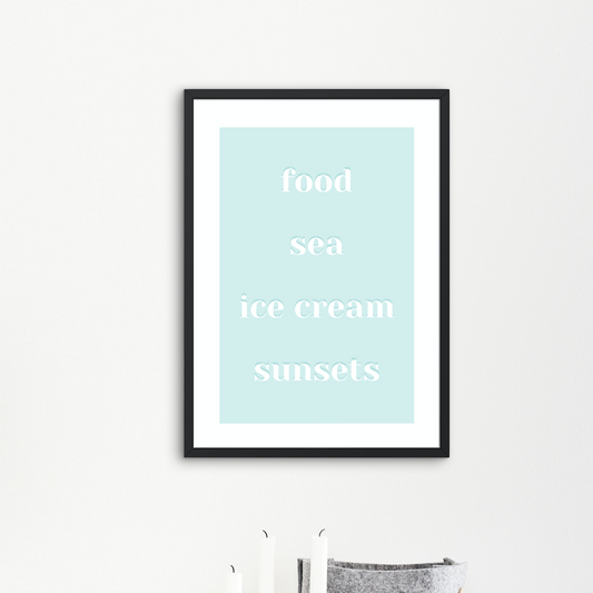 Food Sea Ice cream and sunsets Poster zum Download