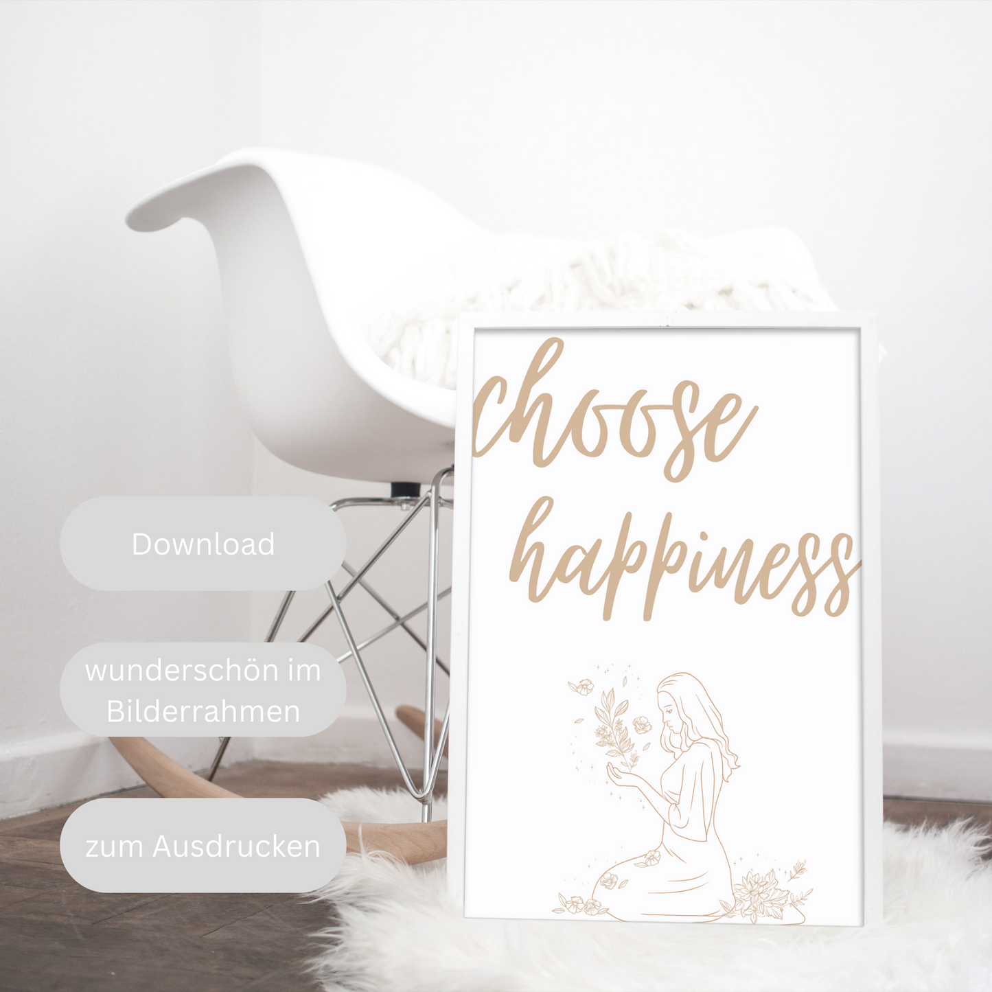 choose happiness 2 Poster zum Download, Wanddeko für Schlafzimmer Wohnzimmer Küche Bad