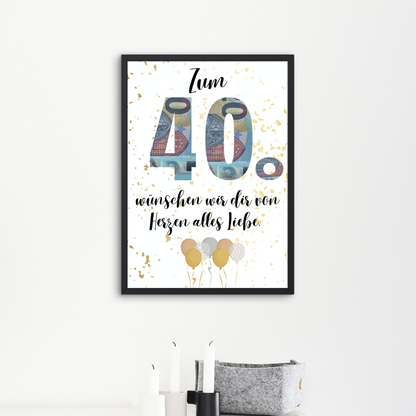 Geschenkidee Geldgeschenk 40. Geburtstag zum Downloaden