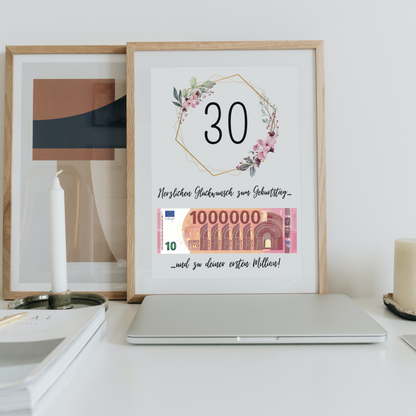 Geschenkidee 30. Geburtstag Erste Million zum Downloaden