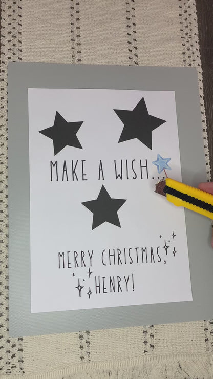 Geldgeschenk zu Weihnachten personalisiert mit Namen, Make a wish, merry christmas, Geschenkvorlage zum Ausdrucken für Bilderrahmen PDF